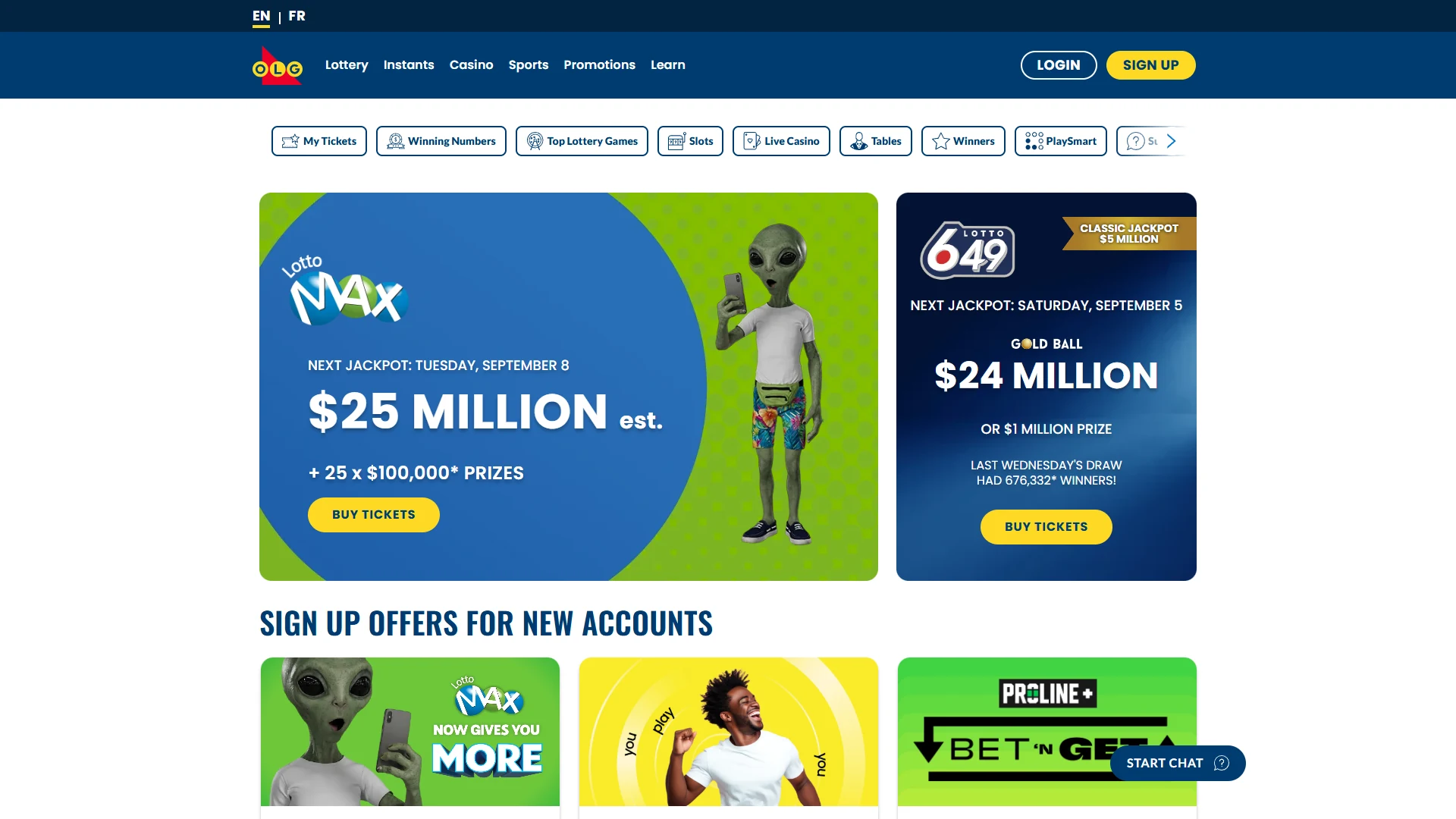 PlayOLG homepage